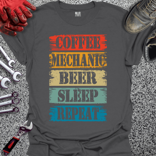 Coffee Mechanic Beer Sleep Repeat - Grit and Glory Tees