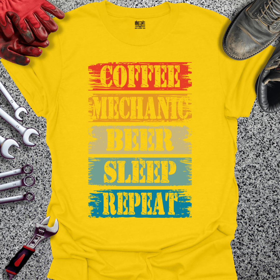 Coffee Mechanic Beer Sleep Repeat - Grit and Glory Tees